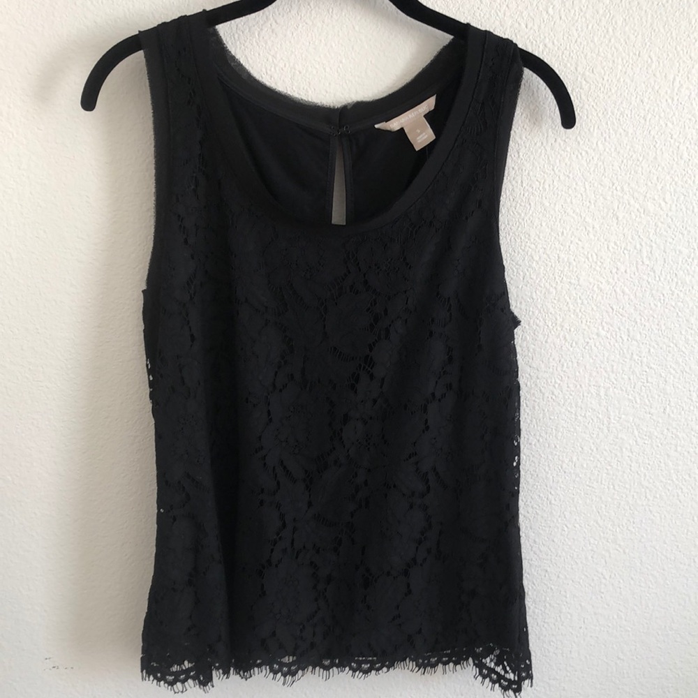 NWT Banana Republic black lace tank size Small